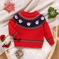 Christmas Baby Boy/Girl Santa Pattern Red Knitted Sweater Red image 1