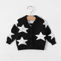 Baby Boy/Girl Allover Stars Pattern Black Long-sleeve Knitted Cardigan Sweater Black image 1