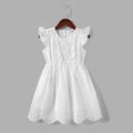 Mommy and Me White Eyelet Embroidered Flutter-sleeve Dresses White image 5