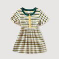 Family Matching Cotton Ribbed Short-sleeve Solid & Striped Dresses and Two Tone T-shirts Sets ColorBlock image 5