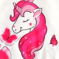 Kid Girl Sweet Unicorn Floral Print Pullover Sweatshirt OffWhite image 3