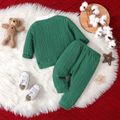 2pcs Baby Boy Green Imitation Knitting Faux-two Long-sleeve Top and Pants Set Green image 2