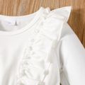 Toddler Girl Sweet Ruffled Floral Embroidered Mesh Splice Dress White image 3