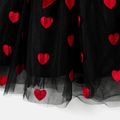 Valentine's Day Mommy and Me Allover Heart Embroidered Sleeveless Belted Black Sheer Mesh Dresses Black image 5