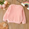 Toddler Girl Rainbow Embroidered Fluffy Fleece Sweatshirt Pink image 3