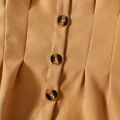 Toddler Girl Elegant Lapel Collar Gathered Waist Shirt Brown image 4