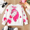 Kid Girl Sweet Unicorn Floral Print Pullover Sweatshirt OffWhite image 1
