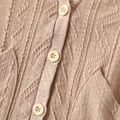 2pcs Toddler Girl Textured Button Design Knit Jacket and Ribbed Leggings Set BROWN image 4