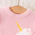 Baby Girl Unicorn Graphic Pink Long-sleeve Thermal Fluffy Sweater Pink image 4