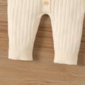 Baby Boy/Girl Button Front Solid Rib Knit Long-sleeve Jumpsuit Beige image 4