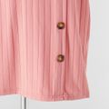 Mommy and Me Long-sleeve Button Front Pink Rib Knit Bodycon Dress incarnadinepink image 4