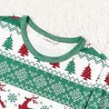 Christmas Family Matching Allover Xmas Tree & Reindeer Print Green Long-sleeve Pajamas Sets (Flame Resistant) Light Green image 3