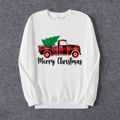 Christmas Family Matching 100% Cotton Red Plaid Truck & Letter Print Long-sleeve Sweatshirts White image 2