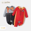 Harry Potter Baby Boy Graphic Print Long-sleeve Spliced Jumpsuit Red image 2