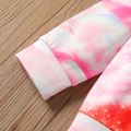 Kid Girl Unicorn Print Tie Dyed Pullover Sweatshirt Pink image 5