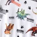 2pcs Kid Boy Animal Dinosaur Print Pullover Sweatshirt and Elasticized Pants Set OffWhite image 3