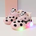 Toddler Polka Dots Pattern Cartoon Panda LED Sneakers Pink image 1