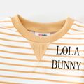 Looney Tunes 2pcs Baby Boy/Girl Rabbit Graphic Corduroy Overalls and Long-sleeve Striped Sweatshirt Set Yellow image 4