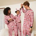Christmas Family Matching Red Plaid Print Long-sleeve Naia Pajamas Sets (Flame Resistant) WineRed image 2