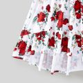 Valentine's Day Family Matching Solid Spliced Floral Print High Low Hem Dresses and Short-sleeve Colorblock Polo Shirts Sets Multi-color image 5