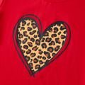 Valentine's Day Mommy and Me Leopard Heart Print Red Short-sleeve T-shirts Red image 4