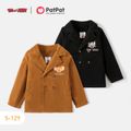 Tom and Jerry Kid Boy Lapel Collar Double Breasted Coat Brown image 2