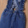 Kid Girl Ruffled Denim Suspender Pants Overalls Blue image 3