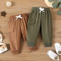 Baby Boy/Girl Bow Front Solid Casual Tapered Pants Khaki image 2