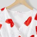 Valentine's Day Mommy and Me Allover Red Heart Print Flutter-sleeve Belted Dresses White image 2