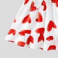 Valentine's Day Mommy and Me Allover Red Heart Print Flutter-sleeve Belted Dresses White image 5