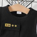 100% Cotton 2pcs Baby Boy Long-sleeve Faux-two Tee and Letter Design Sweatpants Set Black image 3