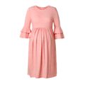 Maternity Ruffle-sleeve Ruched Pink Dress Pink image 1