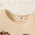 Kid Girl Letter Leopard Print Long-sleeve Tee Beige image 4
