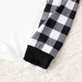 Christmas Family Matching Xmas Hat & Letter Print Black Plaid Raglan-sleeve Snug-fit Pajamas Sets ColorBlock image 4