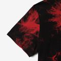 Family Matching 100% Cotton Short-sleeve Tie Dye Twist Knot Bodycon Dresses and T-shirts Sets redblack image 3
