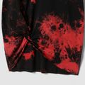 Family Matching 100% Cotton Short-sleeve Tie Dye Twist Knot Bodycon Dresses and T-shirts Sets redblack image 5