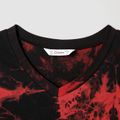 Family Matching 100% Cotton Short-sleeve Tie Dye Twist Knot Bodycon Dresses and T-shirts Sets redblack image 4