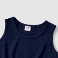 Family Matching Sleeveless Floral Print Spliced Midi Dresses and Short-sleeve Striped T-shirts Sets Blue image 4
