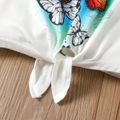 2pcs Kid Girl Butterfly Print Tie Knot Tee and Floral Print Leggings Set White image 4