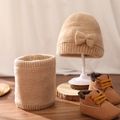 2-pack Baby / Toddler Bow Decor Beanie Hat & Infinity Scarf Set Khaki image 5