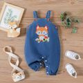 Baby Boy/Girl Fox Embroidered Denim Overalls Light Blue image 1