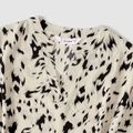 Family Matching Allover Leopard Print Notch Neck Belted Dresses and Short-sleeve Colorblock T-shirts Sets Multi-color image 3