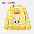 Looney Tunes Kid Girl/Boy Star Print Velvet Pullover Sweatshirt Pale Yellow image 1