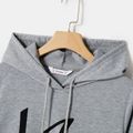 Mommy and Me Letter Print Grey Long-sleeve Hoodie Dress Grey image 3