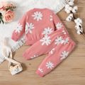 2pcs Baby Girl Allover Floral Print Long-sleeve Sweatshirt and Sweatpants Set Peach image 2