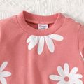 2pcs Baby Girl Allover Floral Print Long-sleeve Sweatshirt and Sweatpants Set Peach image 4