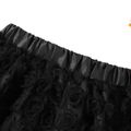Kid Girl Polka dots 3D Floral Design Elasticized Mesh Skirt Black image 3
