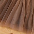 Baby Girl Coffee Lace Long-sleeve Spliced Ruffle Trim Mesh Party Dress Coffee image 5