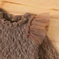 Baby Girl Coffee Lace Long-sleeve Spliced Ruffle Trim Mesh Party Dress Coffee image 3