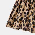 Family Matching Leopard Print Spliced Midi Dresses and Black Short-sleeve T-shirts Sets Color block image 3